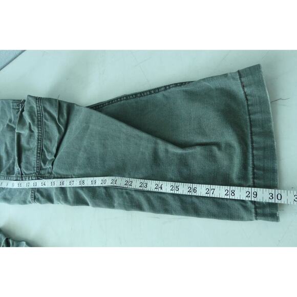 Mid Rise Pants Women's 29 Army Green Y2K Loose Straight Heavy Cotton - Picture 6 of 8